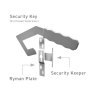 Drawing explaining how the security key unlocks high security Ryman hangers.