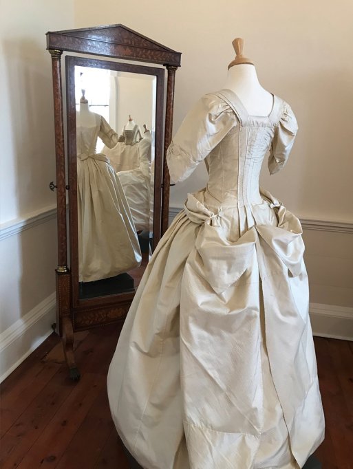 Mantua dress made by Michelle Barker in the ‘A Dress Fit for a King’ exhibition at Berrington Hall. Mantua dress made by Michelle Barker in the ‘A Dress Fit for a King’ exhibition at Berrington Hall.