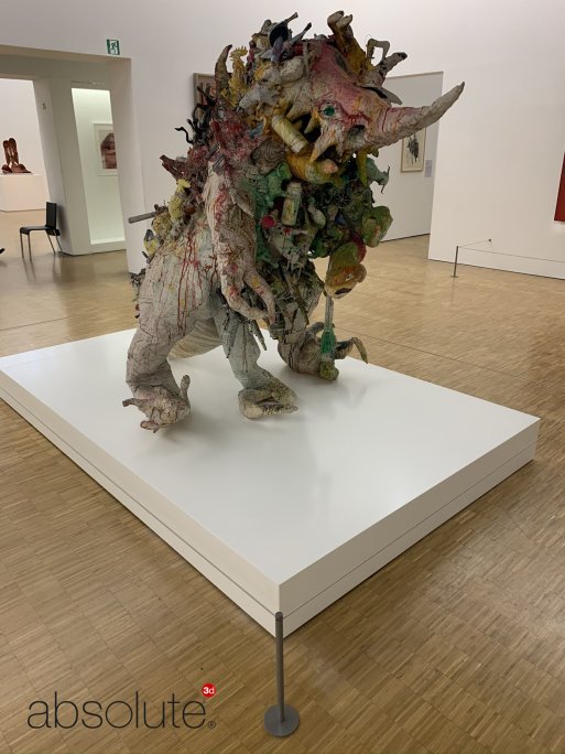 The front of a large art sculpture at Centre Pompidou, protected by Surface Mounted Barriers.
