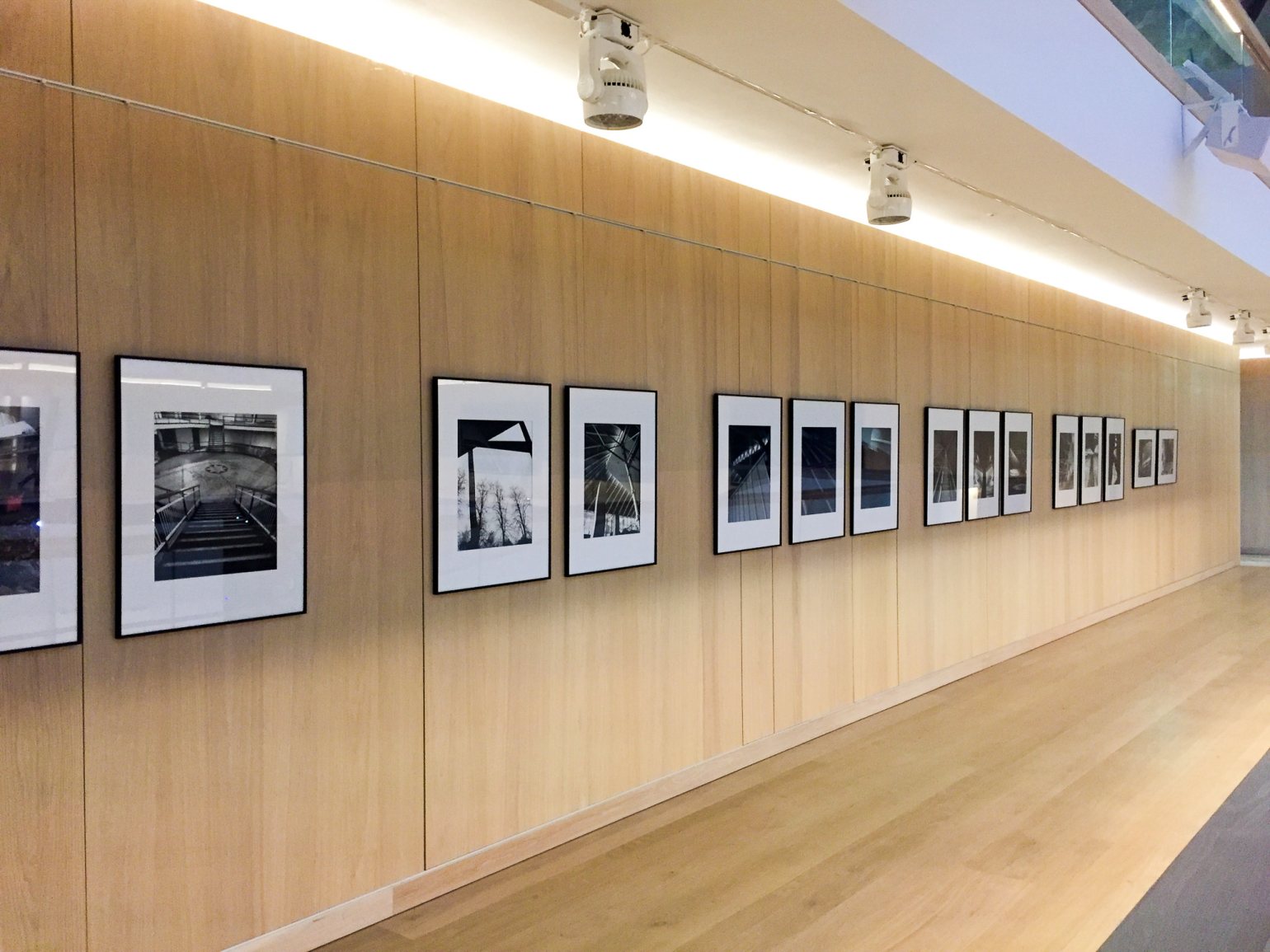 Multiple artworks hanging from a wall using Absolute track hanging solutions for discreet and secure artwork hanging. The Design Museum, London. Multiple artworks hanging from a wall using Absolute track hanging solutions for discreet and secure artwork hanging. The Design Museum, London.