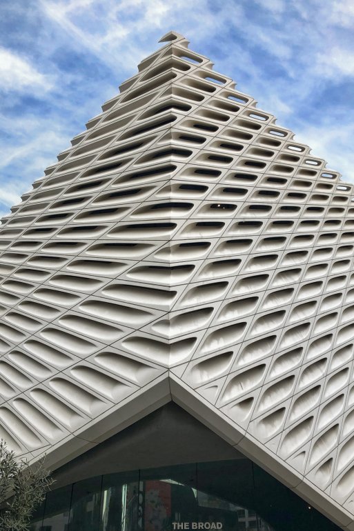 Angled close-up of The Broad Museum's 'veil' in LA, designed by architects Diller Scofidio + Renfro.  Angled close-up of The Broad Museum's 'veil' in LA, designed by architects Diller Scofidio + Renfro.