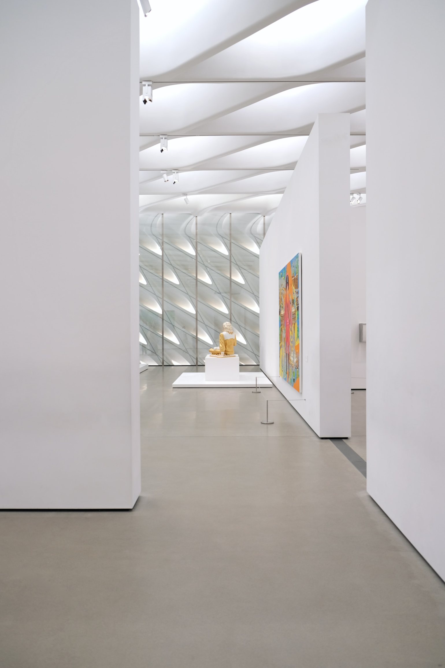 Absolute Freestanding Barriers, Wall Terminators, and Barrier Cord, protecting artworks in The Broad Museum, LA.  Absolute Freestanding Barriers, Wall Terminators, and Barrier Cord, protecting artworks in The Broad Museum, LA.