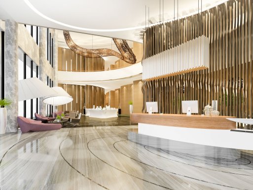 Reception space with architecturally striking details in the walls and ceiling. Reception space with architecturally striking details in the walls and ceiling.