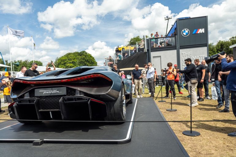Blue Sports Car launch at Goodwood Festival of Speed, protected by Absolute Freestanding Barrier in Black Blue Sports Car launch at Goodwood Festival of Speed, protected by Absolute Freestanding Barrier in Black