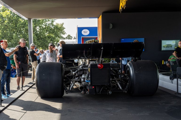 Race car at Goodwood Festival of Speed, protected by Absolute Surface Mounted Barrier in black Race car at Goodwood Festival of Speed, protected by Absolute Surface Mounted Barrier in black