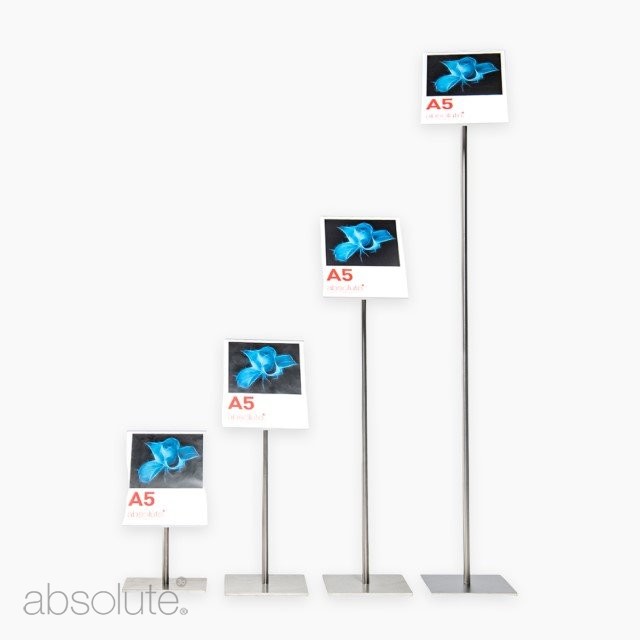 Four pinnacle A5 label holders ascending from smallest to largest height.