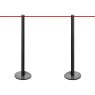 A pair of Absolute Surface Mounted Barriers in black finish, connected by red elasticated cord.