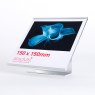 Square Absolute freestanding label holder with aluminium finish.