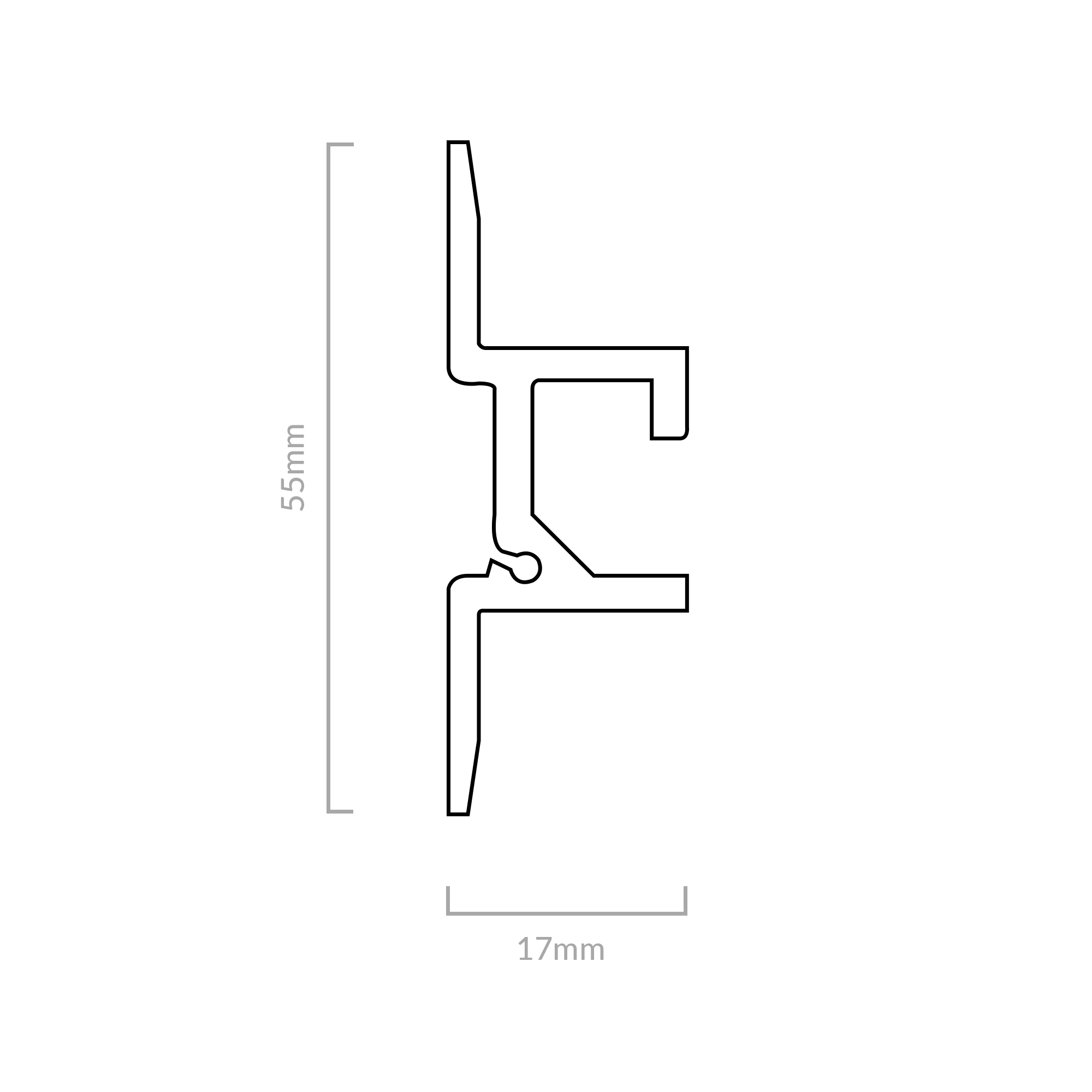 Diagram explaining the dimensions of the Flush Mount Track.