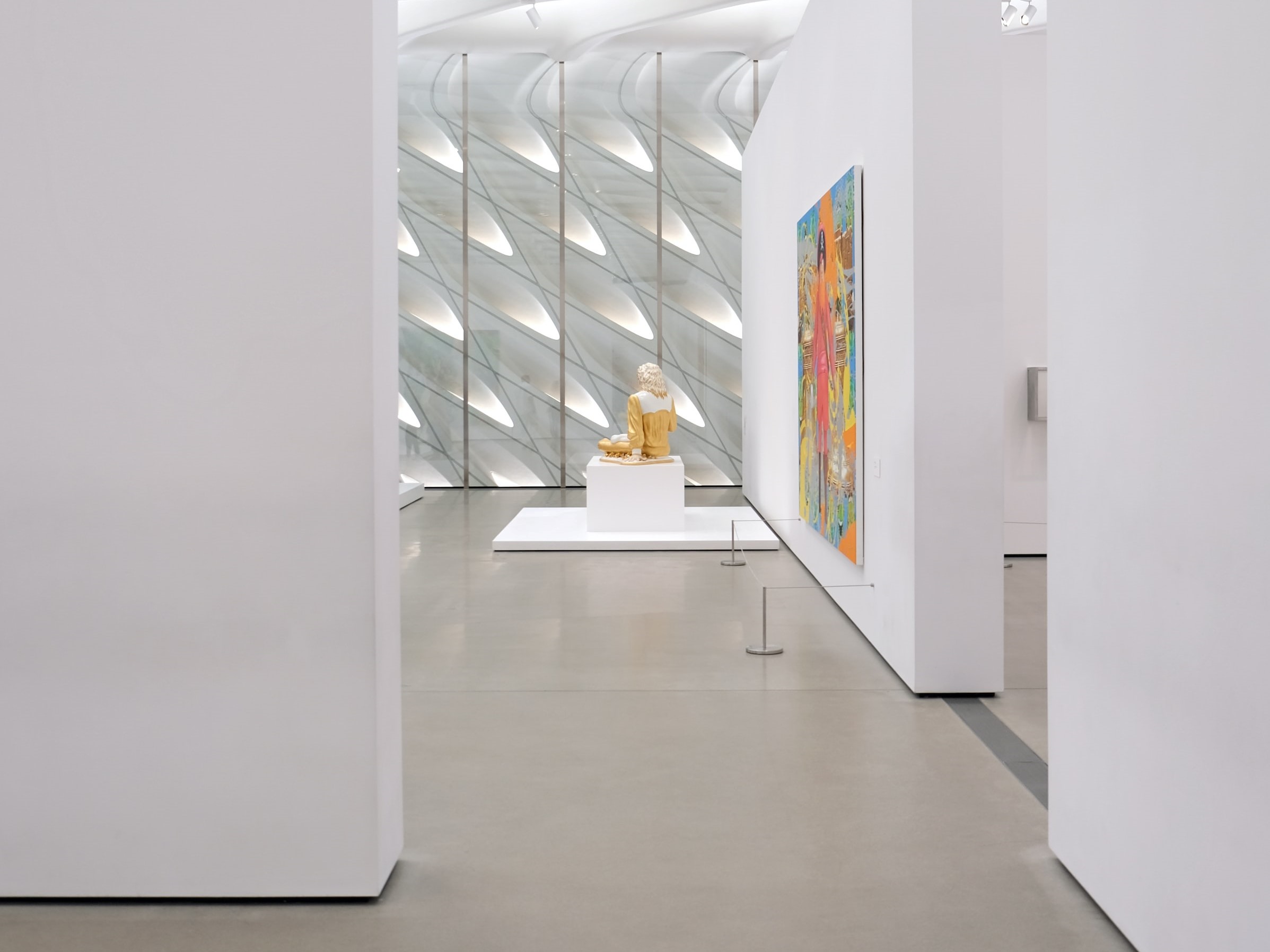 Freestanding Art Barrier 400mm stainless steel finish, in use at the Broad, Los Angeles