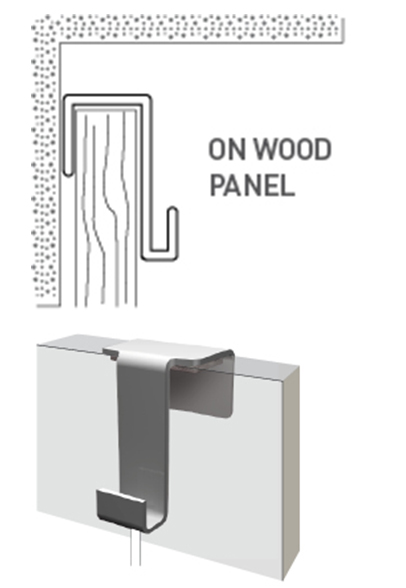  Diagram explaining how panel clips hook over wooden panels.