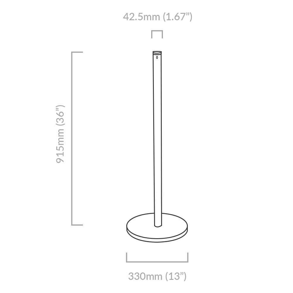 Diagram explaining the dimensions of the Q Line Freestanding Retractable Barrier